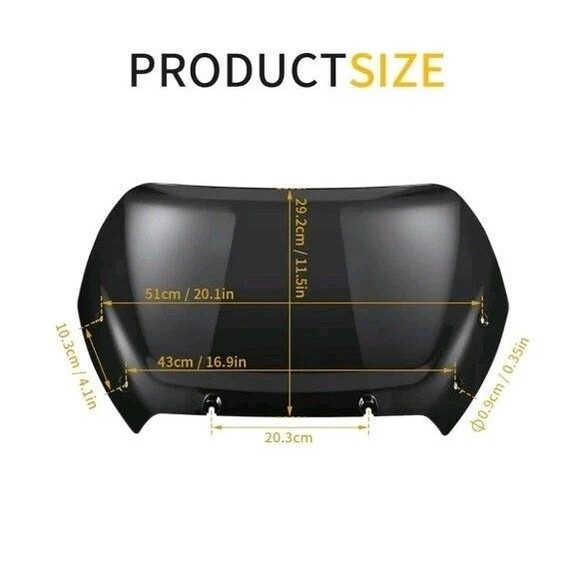 11.5" Wave Windshield Windscreen Wind Splitter Compatible for Harley CVO Black - Picture 3 of 11